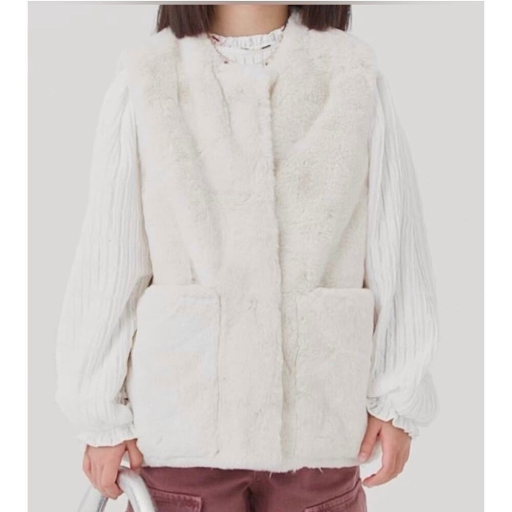 ZARA Girls Faux Fur Vest Cream Color - size 11-12